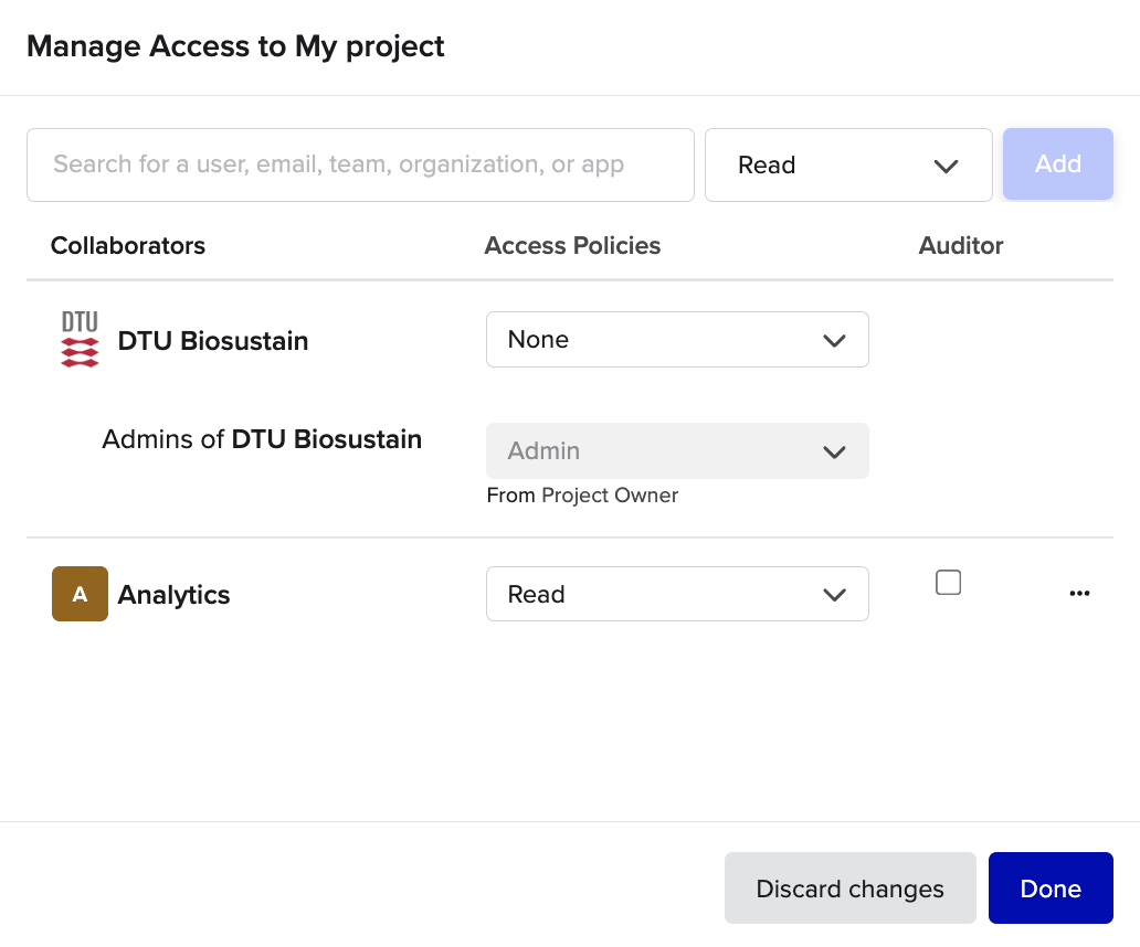 grant access to Analytics team