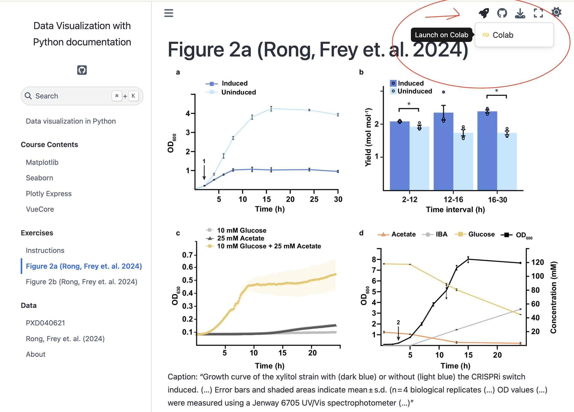 Launch from website in colab screenshot